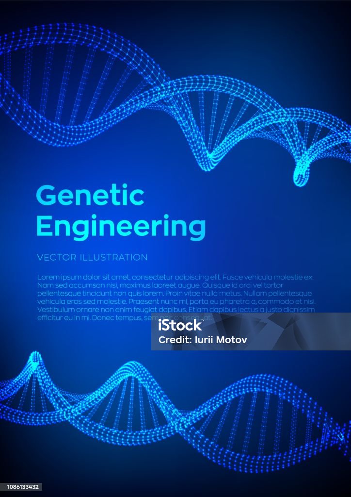 Dna Sequence Wireframe Dna Molecules Structure Mesh Dna Code Editable