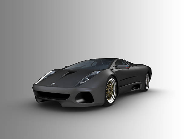 istock Black Sports car on grey background 108613719
