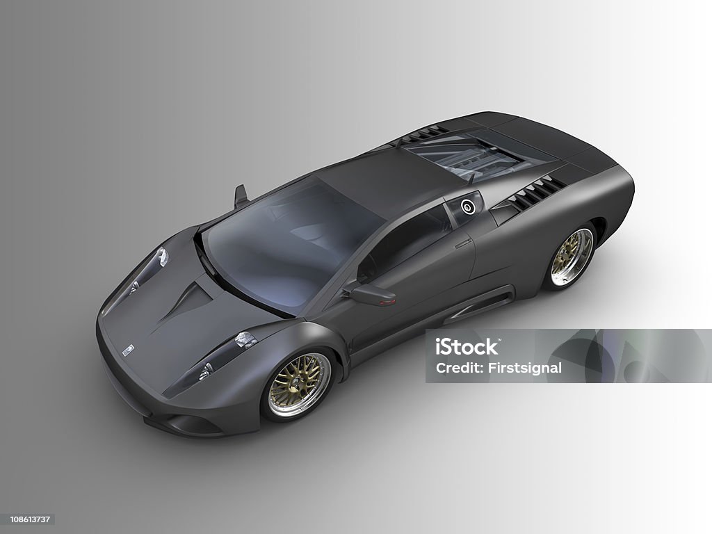 ブラックのスポーツ車で、灰色の背景 - 3Dのロイヤリティフリーストックフォト
