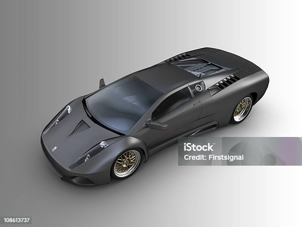 ブラックのスポーツ車で灰色の背景 - 3Dのストックフォトや画像を多数ご用意 - 3D, イラストレーション, エンジン