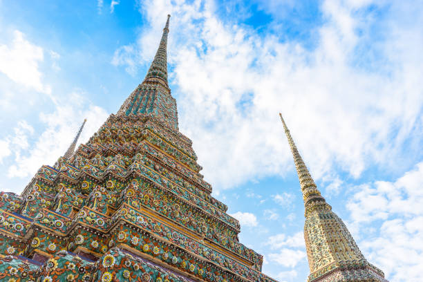 istock Ancient Thai temple with blue sky background at Bangkok, Thailand 1086144962