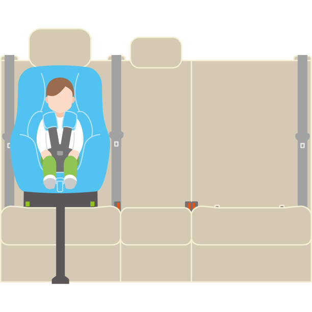 ilustraciones, imágenes clip art, dibujos animados e iconos de stock de el asiento de coche que protege a un niño isofix - back seat illustrations