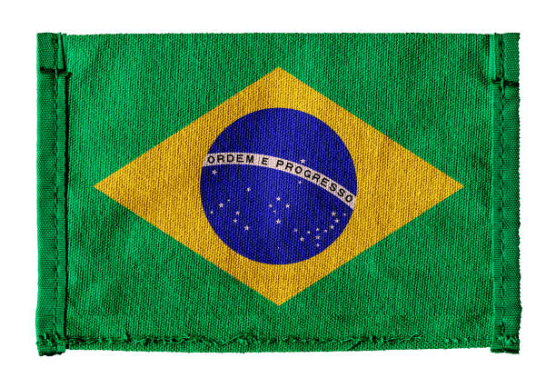 bandera de brasil con lona fondo aislado - flag brazil brazilian flag dirty fotografías e imágenes de stock