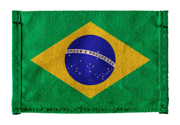 флаг бразилии с холст фон изолированных - flag brazil brazilian flag dirty стоковые фото и изображения