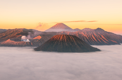 Beautiful landscape of volcanic landscape in Java, Indonesia.