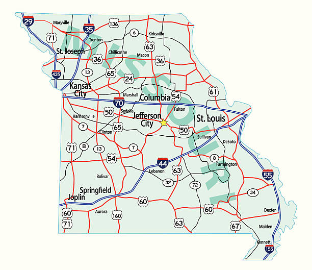 Missouri State Interstate Map vector art illustration