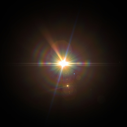 Solar flare ligero especial efecto de lente sobre fondo negro photo