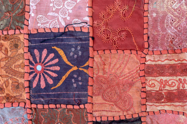 istock Detail old patchwork carpet. Close up, India 1086164454