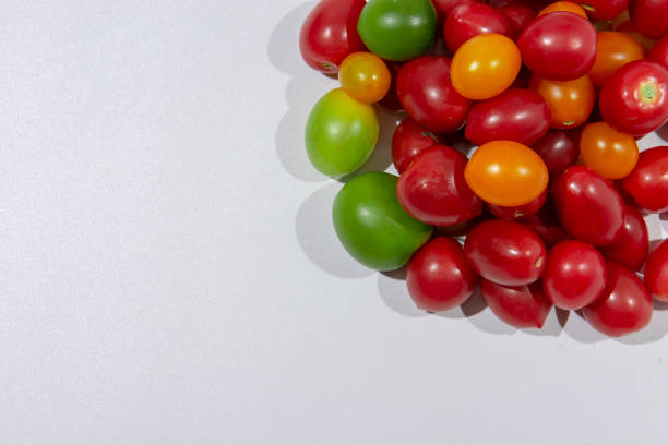 Lots of colorful small tomatoes