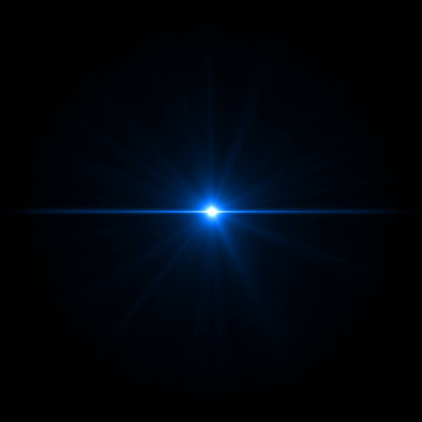 istock Lens flare blue light special effect Black background 1086164822