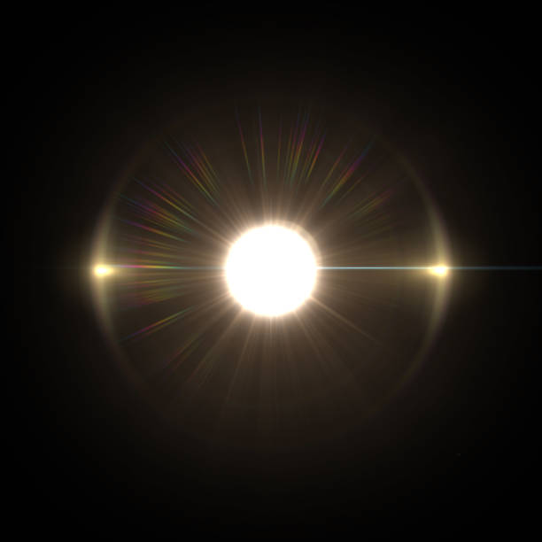 istock Solar Lens flare light special effect on Black background 1086174860
