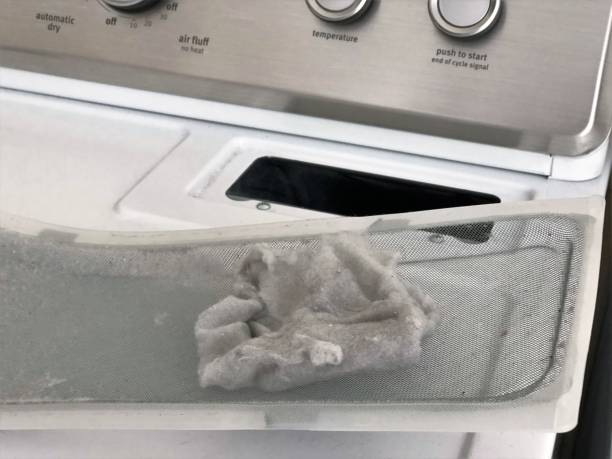 istock Lint, dust, dirt on dryer trap screen 1086175650