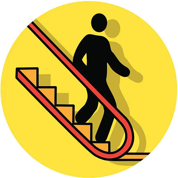 Vector illustration of escalator down icon