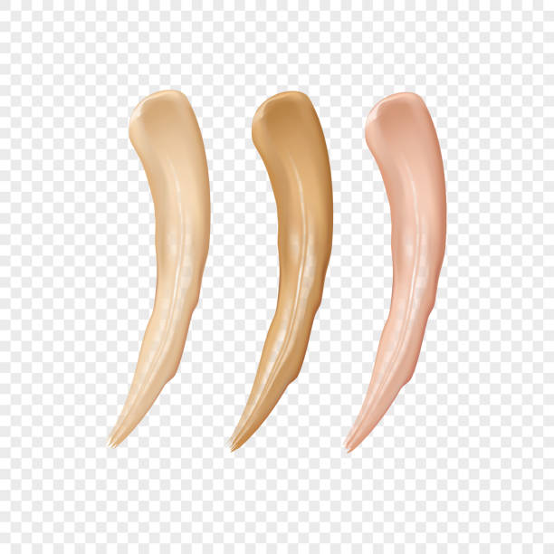 tekstura rozmazu fundamentowego, krem z bliska na przezroczystym tle do użytku kosmetycznego na ilustracji 3d - make up dirty backgrounds brown stock illustrations