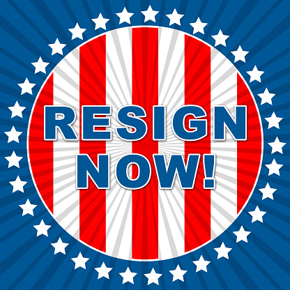 Resign Now Flag Means Quit Or Dismissal From Job Government Or President. Anti Corruption Outcry Dismissal Protest
