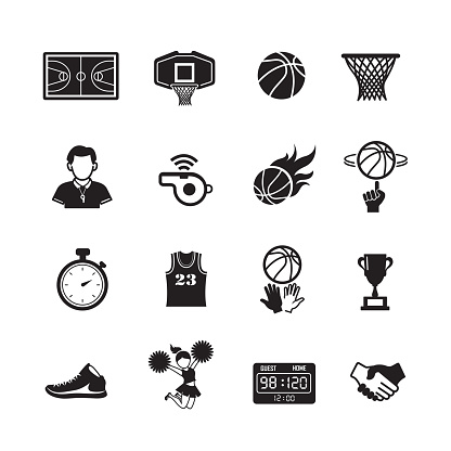 Basketball icon  Set of 16 editable filled, Simple clearly defined shapes in one color, Vector Illustration