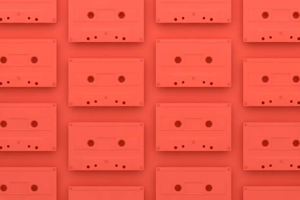 istock Retro tape cassette, living coral 1086191706