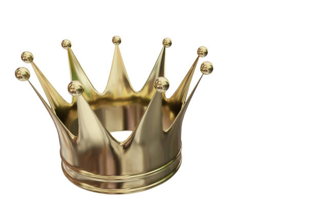 istock golden crown one simlple in black background - 3d rendering 1086195636