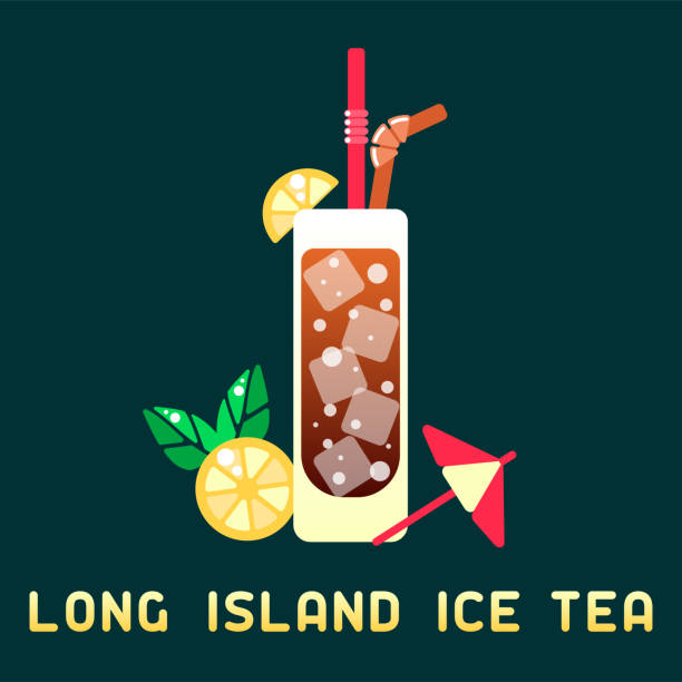 ilustrações de stock, clip art, desenhos animados e ícones de vector illustration with alcohol cocktail long island ice tea - vector alcohol cocktail highball glass