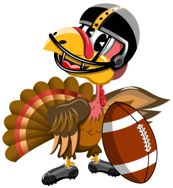 istock Thanksgiving Turkey inviting to Playing American Football isolated 1086211374