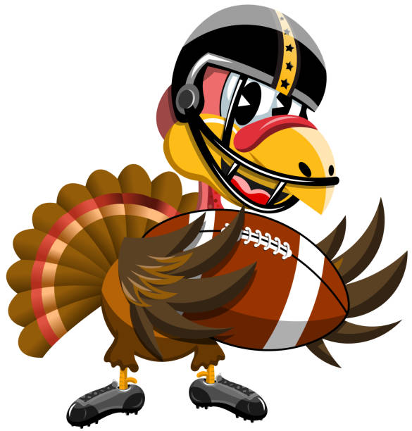 istock Thanksgiving Turkey holding American Football ball isolated 1086211402