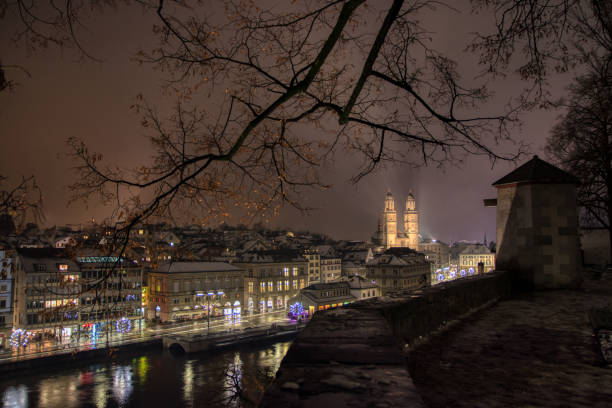 istock Zurich and its churches at night 1086225366