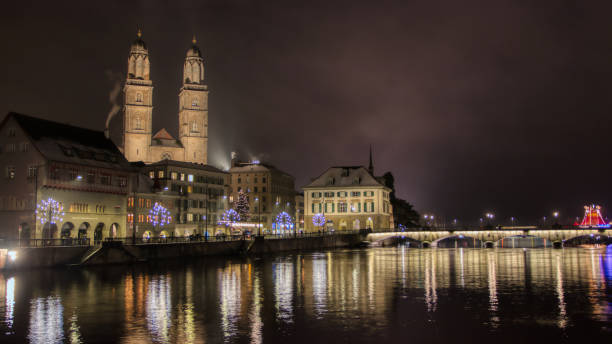 istock Zurich and its churches at night 1086225374