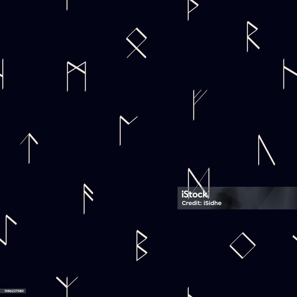 Simple Runic Pattern Seamless Pattern With Old Runic Letters Stock Illustration - Download ...