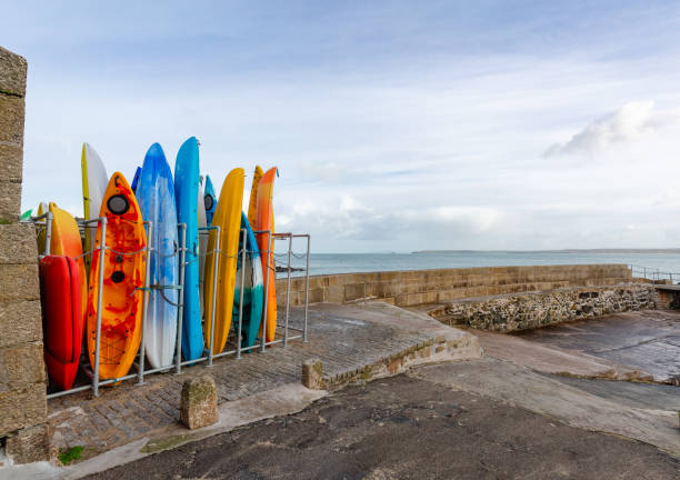 Small colourful boats in the port of Pornichet in Brittany, France
