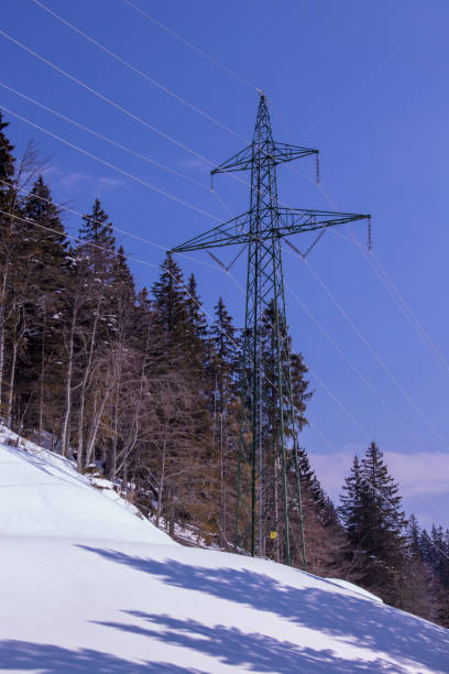 istock electric tower near forest 1086241264