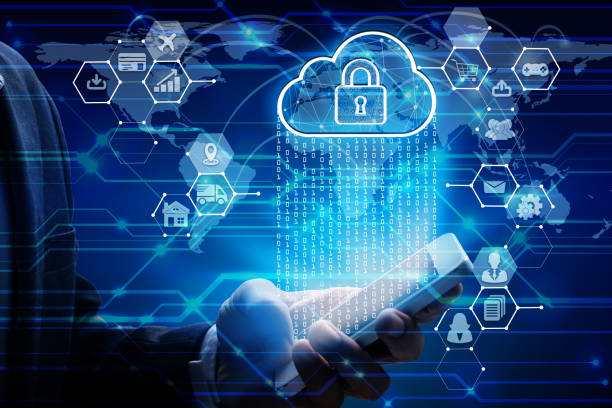 istock Businessman hand use smartphone with padlock icon technology 1086245640