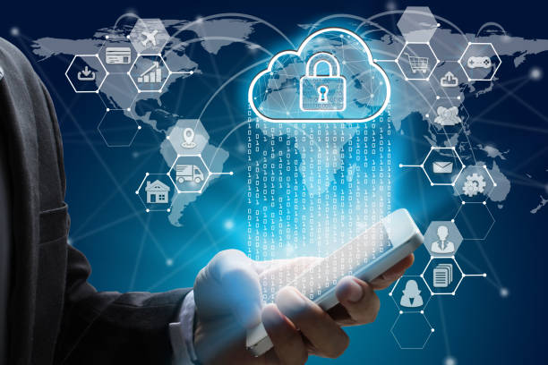 istock Businessman hand use smartphone with padlock icon technology 1086245656