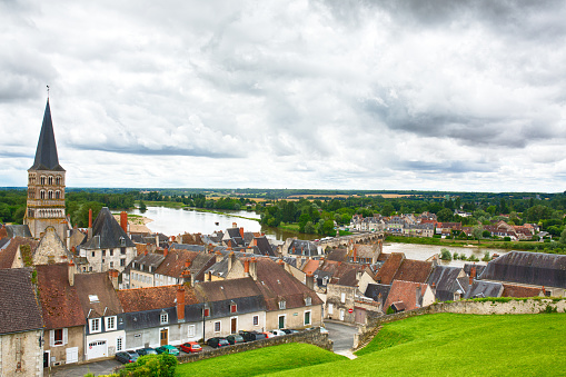 Rooftop view over the old city of La Charité-sur-Loire, Bourgogne-Franche-Comté, France.
