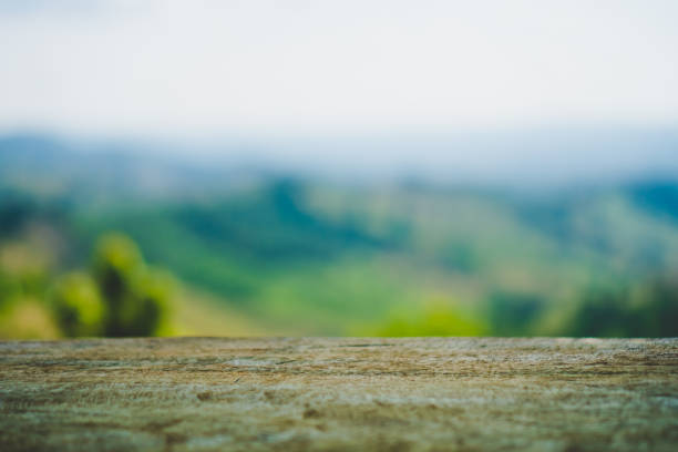 istock Selective focus of empty old wood on blur nature green leaf with bokeh abstract background. 1086249532