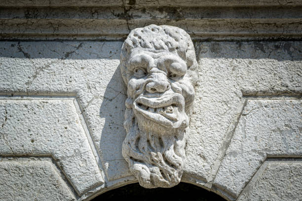 istock Venice facade decoration sculpture with scary face 1086250060