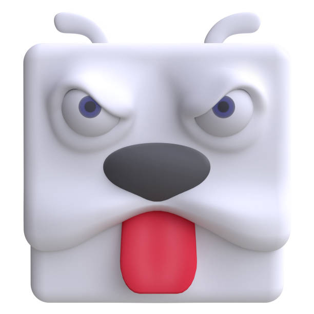 istock Stylized funny cartoon dog head. Children clay, plastic or soft toy. 3d illustration. 1086254708