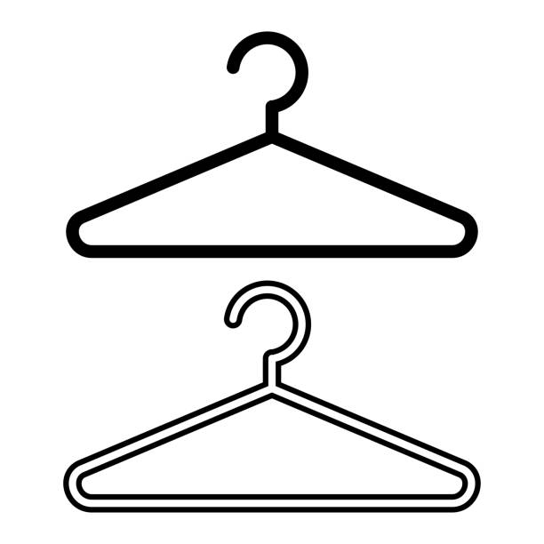 ilustrações, clipart, desenhos animados e ícones de cabide ícone, plano e esboço de design. ilustração vetorial - shirt button down shirt hanger clothing