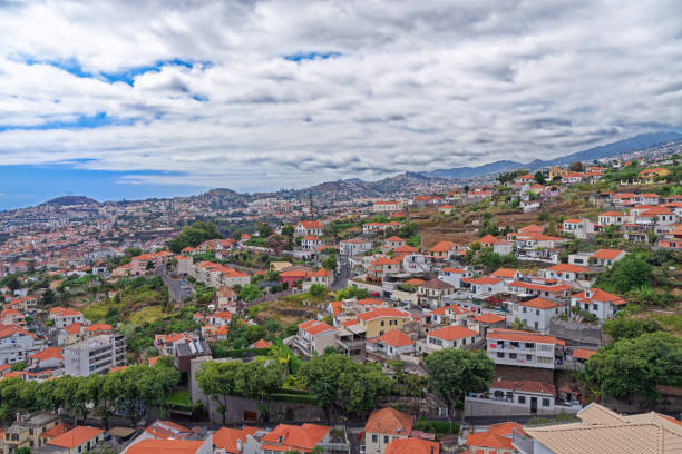 istock Beautiful panoramic view at residential district on Madeira island 1086267280
