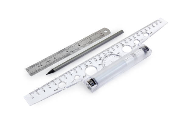 istock Roller inertial ruler t-square, pencil and measuring ruler in inches 1086267292