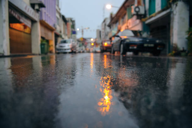 istock Rain on the street in Kuching Malaysia 1086268218