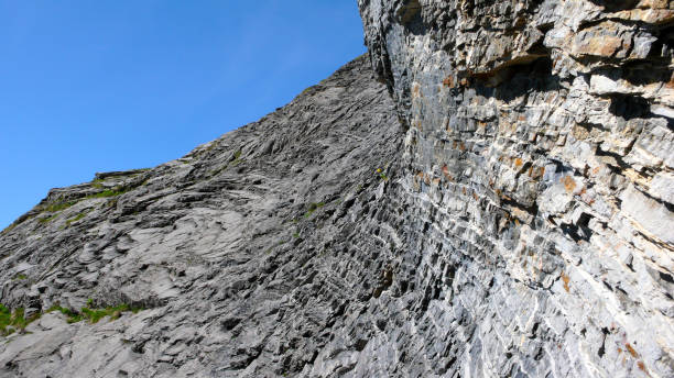 istock bizarre banded rock formation in mountain landscape with blue sky 1086283102
