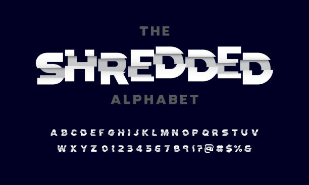 shredded alphabet vector of paper shredded effect display font design top secret illustrations stock illustrations
