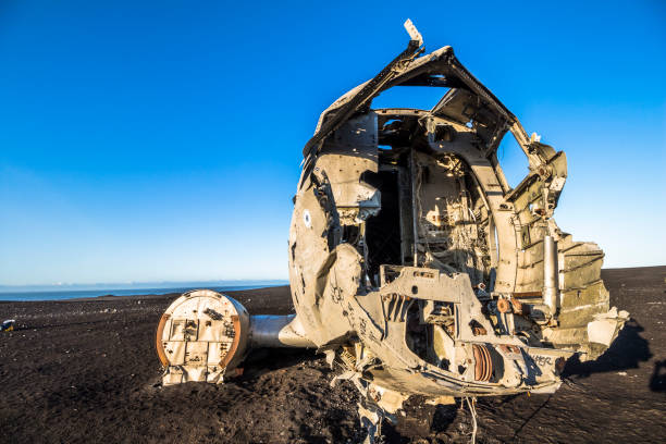 istock Famous plane wreck DC-3 after sunrise in Iceland 1086305518