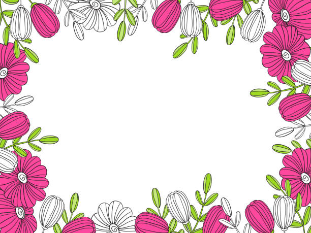 ilustrações de stock, clip art, desenhos animados e ícones de flower frame - invitation postcard scrapbook day