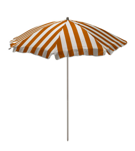 istock Beach umbrella - Orange-white striped 1086308538