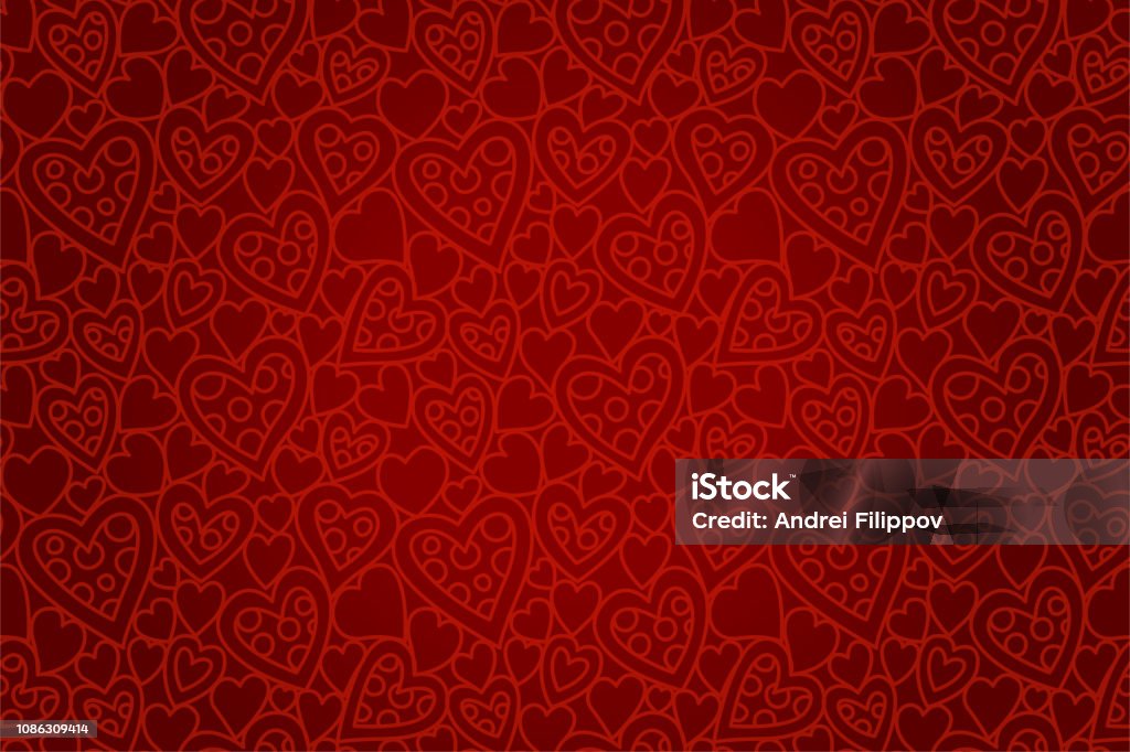 Piękny czerwony bezszwowy wzór z kształtami serca - Grafika wektorowa royalty-free (Walentynki)