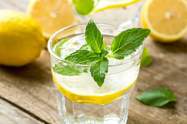 istock Lemon drink with mint and ice in glasses 1086310826