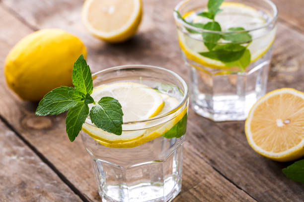 istock Lemon drink with mint and ice in glasses 1086311244