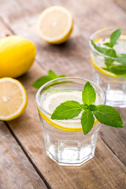 istock Lemon drink with mint and ice in glasses 1086311280