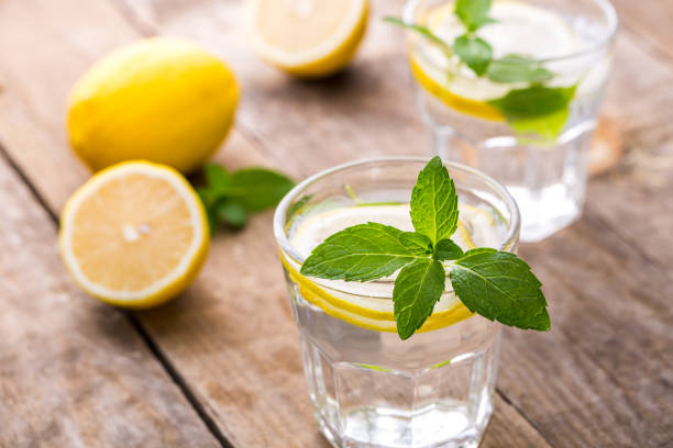istock Lemon drink with mint and ice in glasses 1086311294